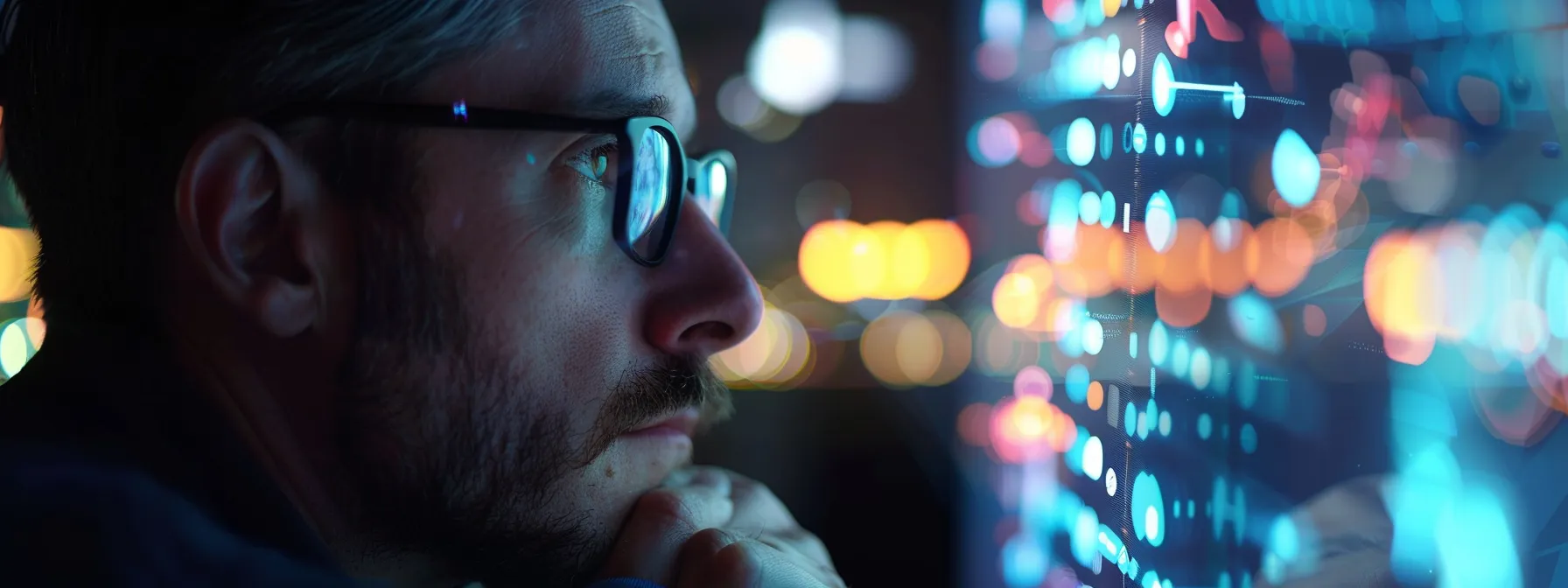 a digital strategist analyzes data on a screen, illustrating ai's impact on modern marketing techniques.