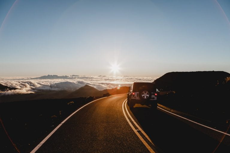 a car driving on a road