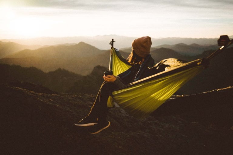 a person in a yellow tent