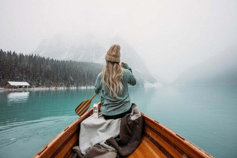 a person sitting on a boat