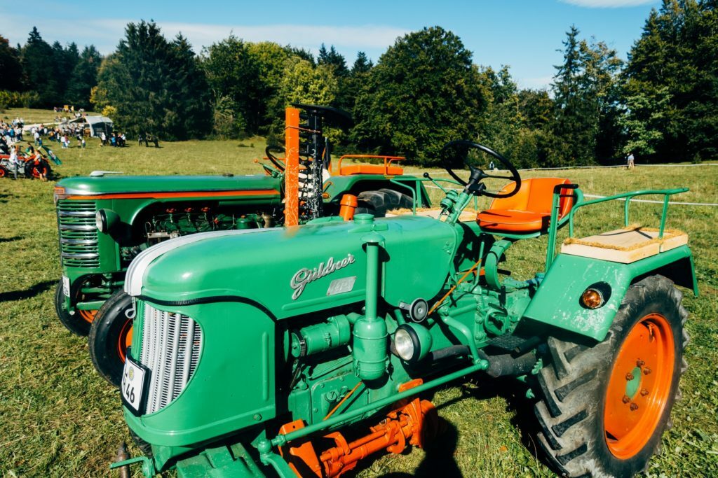 a tractor parked on a field