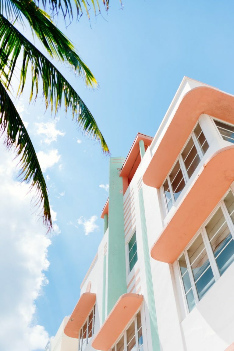 a building with a palm tree