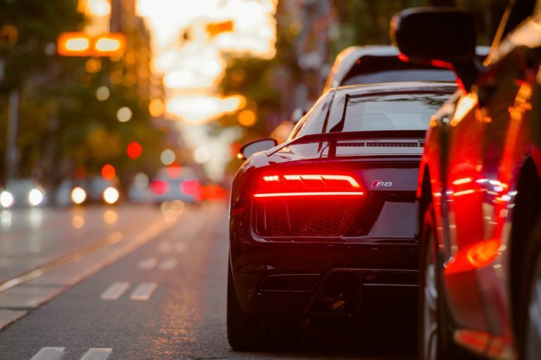 a red car on the street