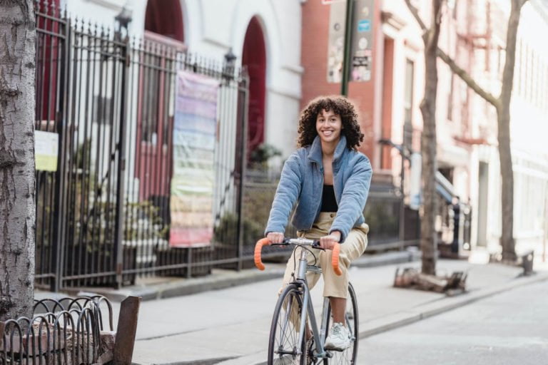 a person riding a bicycle